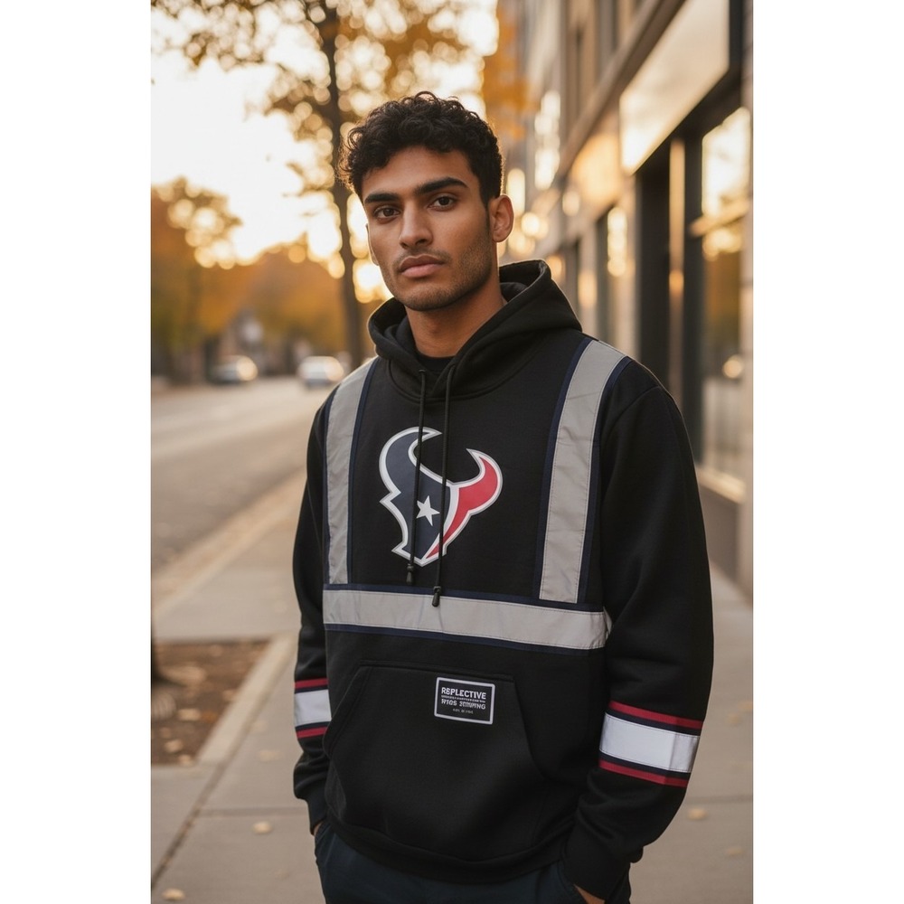 Houston Texans High-Visibility Safety Hooded Sweatshirt Hoodie Black Size XXL